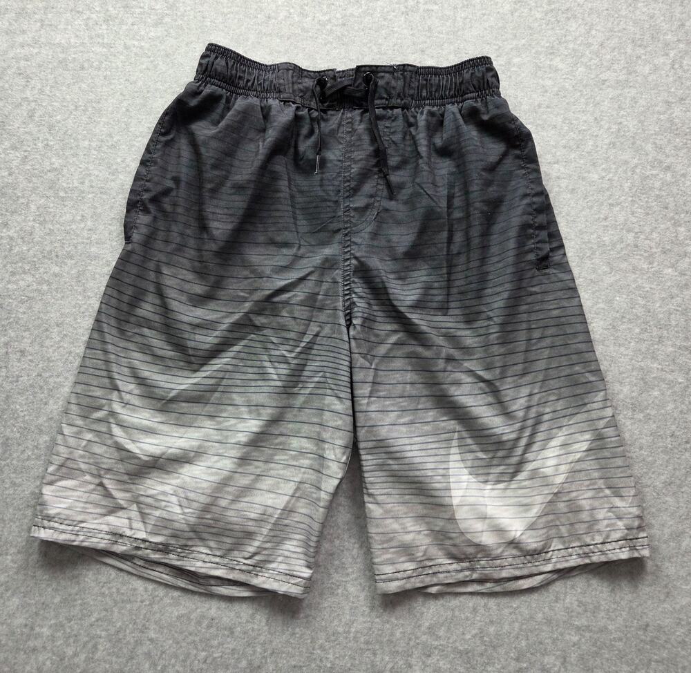 Nike Men's Water Stripe Ombre Volley Swim Trunks Black Gray Gradient Small S